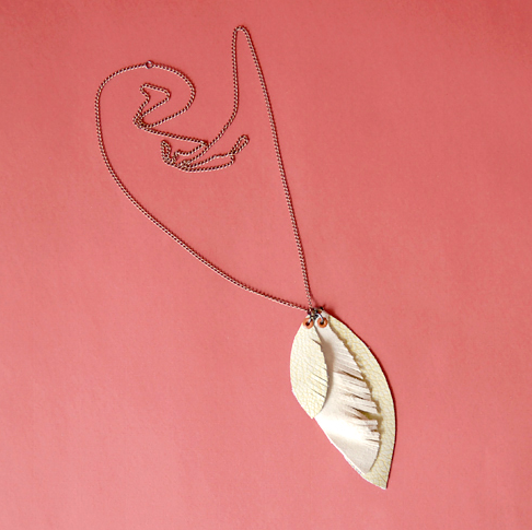 fringed leather feather necklace