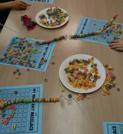 fruit loops cereal necklaces made with 100 pieces on each string
