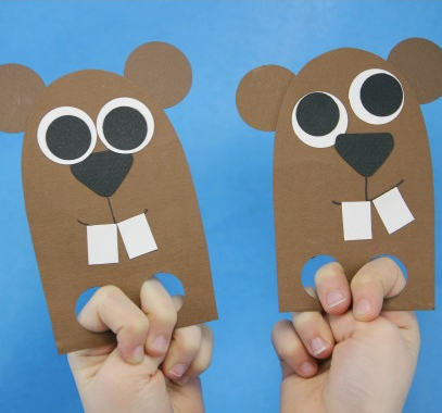 paper groundhog finger puppets