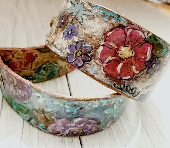 painted leather cuff bracelets