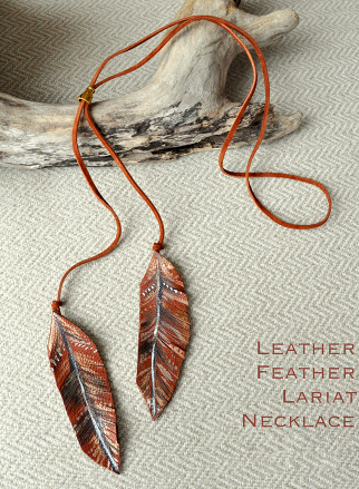 leather feather lariat necklace