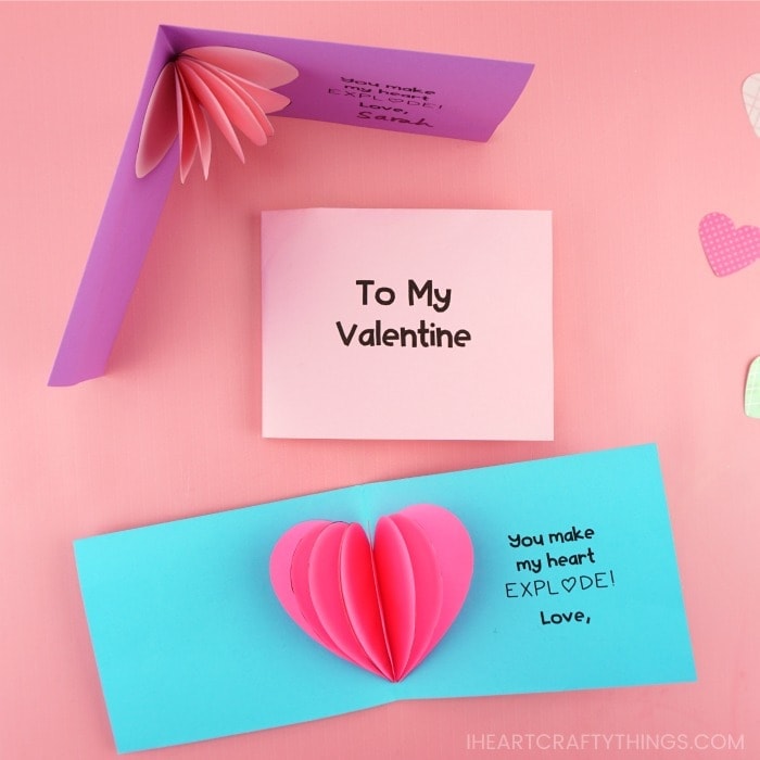 3D Valentines day cards says To my valentine and you make my heart EXPL heart shape DE! Love,