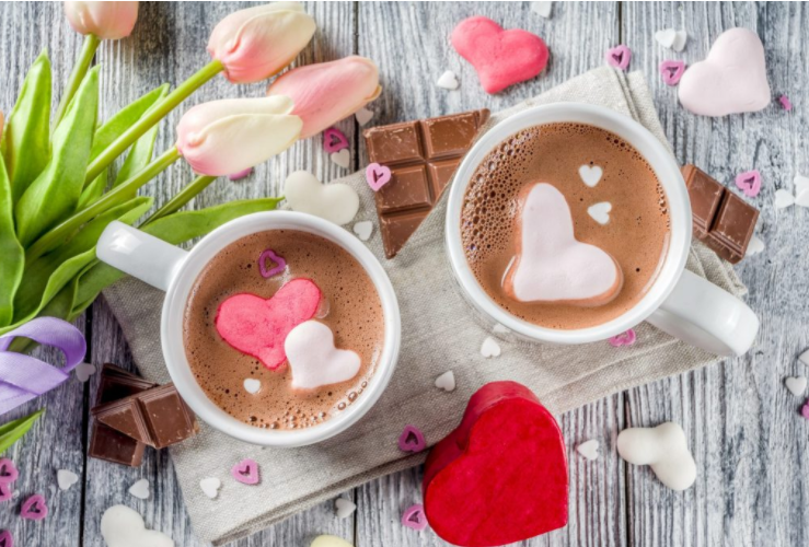 heart shaped valentine's day hot chocolate bombs
