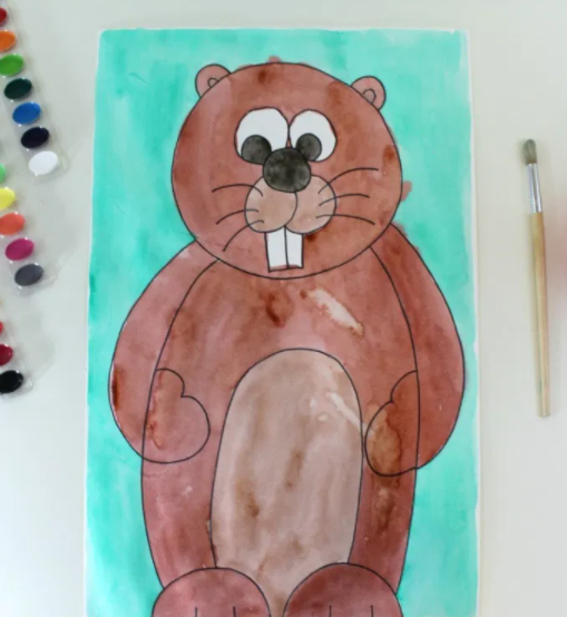 painting of a groundhog