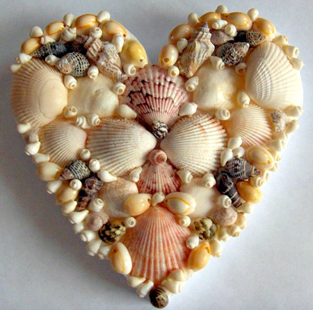 Heart shaped made from seashells