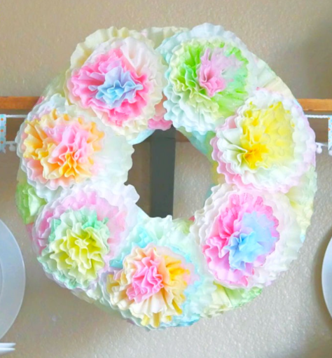 Pastel Spring Coffee filter wreath