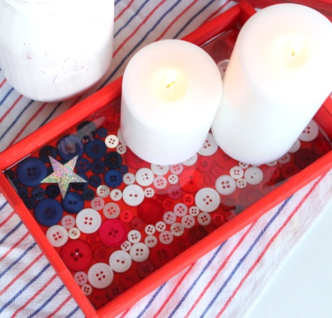 A patriotic home decor button flag tray holiday craft