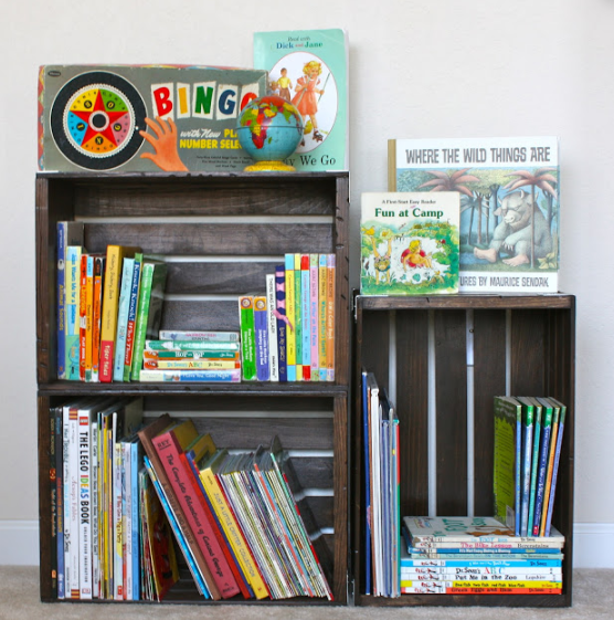 DIY Crate Bookshelf little project for kids