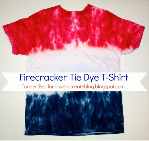 A colorful firecracker tie dye t-shirt craft project