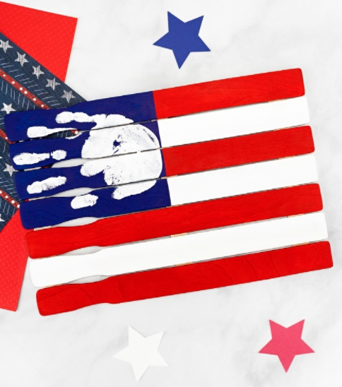 Handprint American flag craft holiday patriotic decor 
