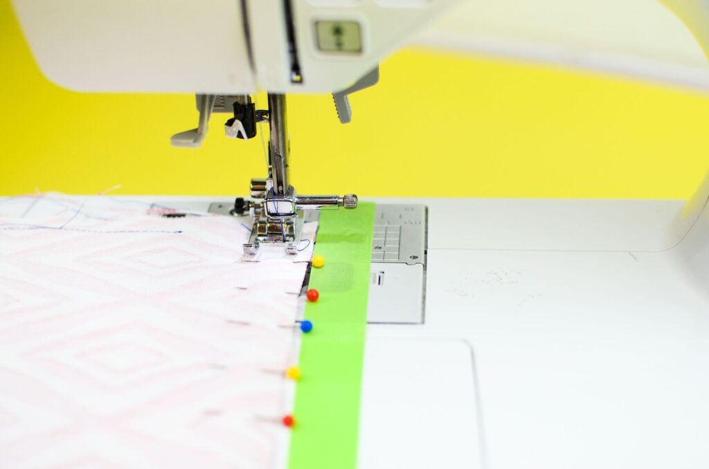 using masking tape or painter's tape to create a line to indicate seam allowance