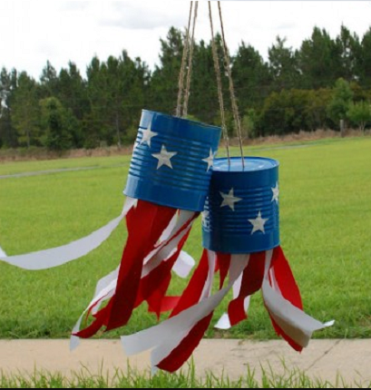 A cheap and easy to make patriotic tin can windsock recycled craft project