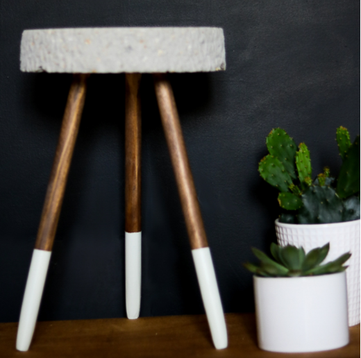 Easy to make raw edge concrete stand for eclectic plants