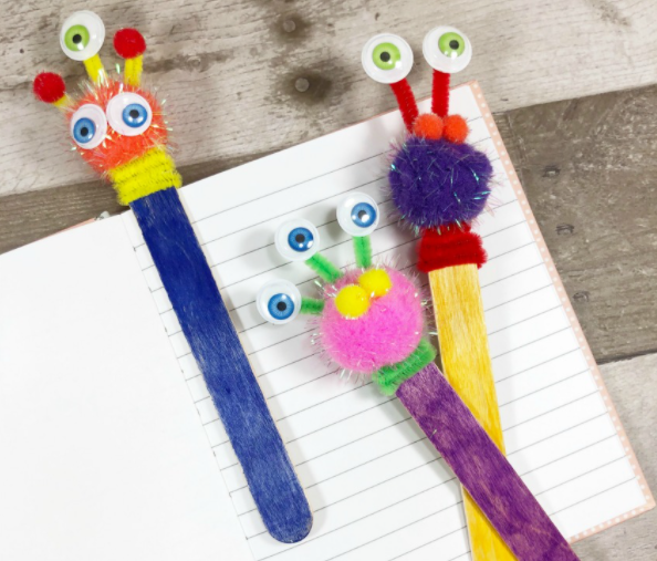 Cute Dollar Store Monster Bookmark Craft for Kids
