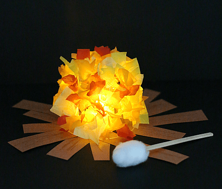 Glowing paper campfire craft