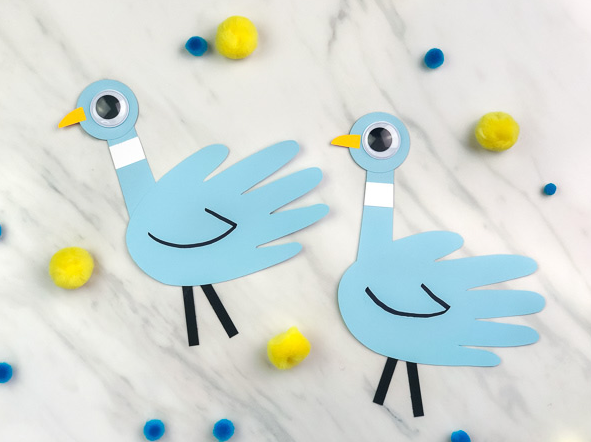 Mo Willems Inspired Handprint Pigeon Craft For Kids In The Classroom or Library