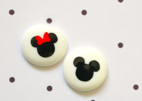 Mickey and Minnie earrings made form melted perler beads