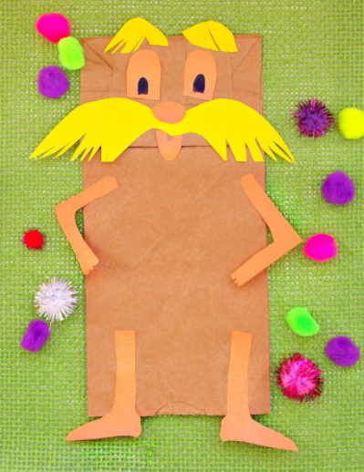DR. SEUSS THE LORAX PUPPET CRAFT - Lorax and The Cat In The Hat