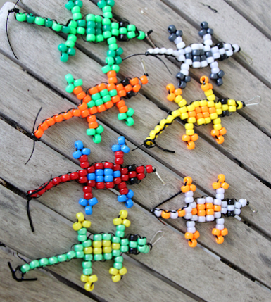 Pony bead lizard colorful animal craft fun toy for kids