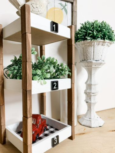 Rustic Dollar Tree DIY 3 Tiered Shelf Home Organization Project