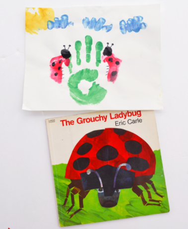 THE GROUCHY LADYBUG HANDPRINT CRAFT FUN ACTIVITY FOR KIDS INSPIRED BY ERIC CARLE