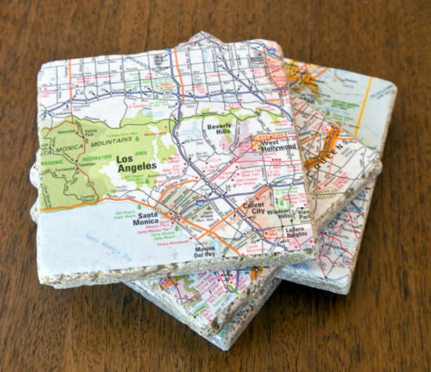 Give Old Maps New Life as Tile Coasters