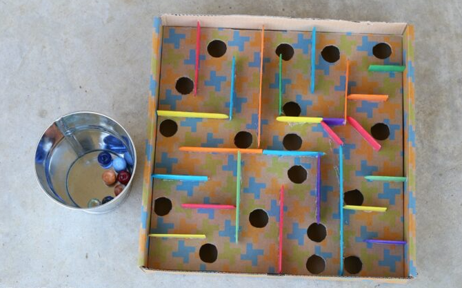 Board box marble labyrinth games engineering activity for kids