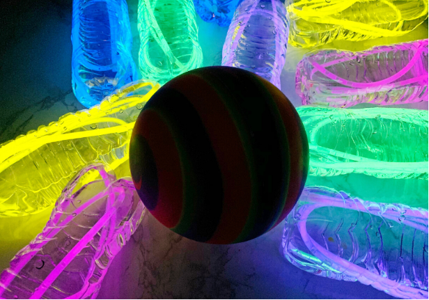 Glow in the dark bowling darkroom activity for kids