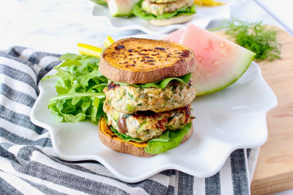 greek inspired chicken burgers
