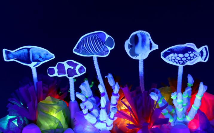 A tropical light up coral rift glow in the dark kids summer craft