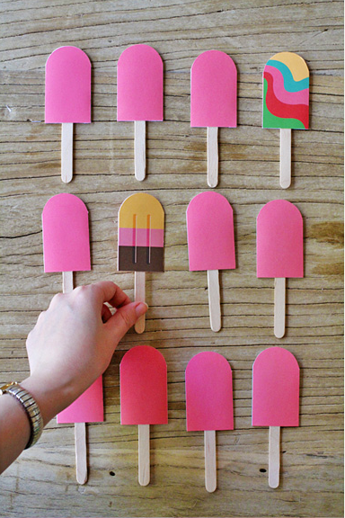 Paper popsicle memory game summer freebie for kids