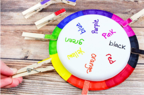 Rainbow wheel color matching game color and words recognition for kids
