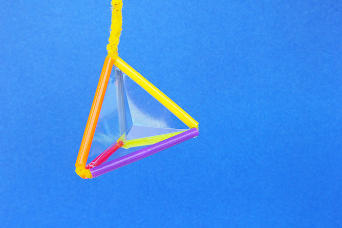 Pyramid bubble wand made from colorful straws