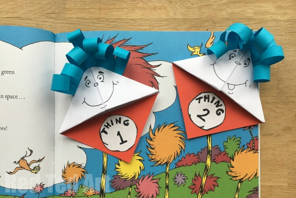 Dr. Seuss Bookmarks Thing 1 & Thing 2 Fun Craft Activity for Kids