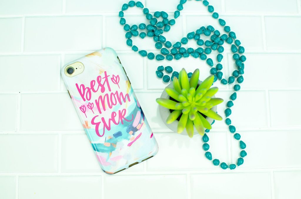 Beautiful custom phone case with text saying Best Mom Ever