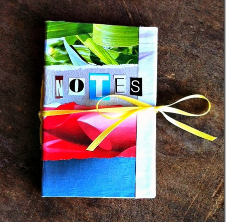 Recycled cereal box notebook perfect for kids journal of their memorable camping trip. 