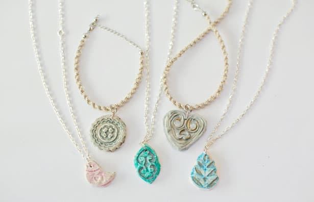 DIY necklaces with clay pendants