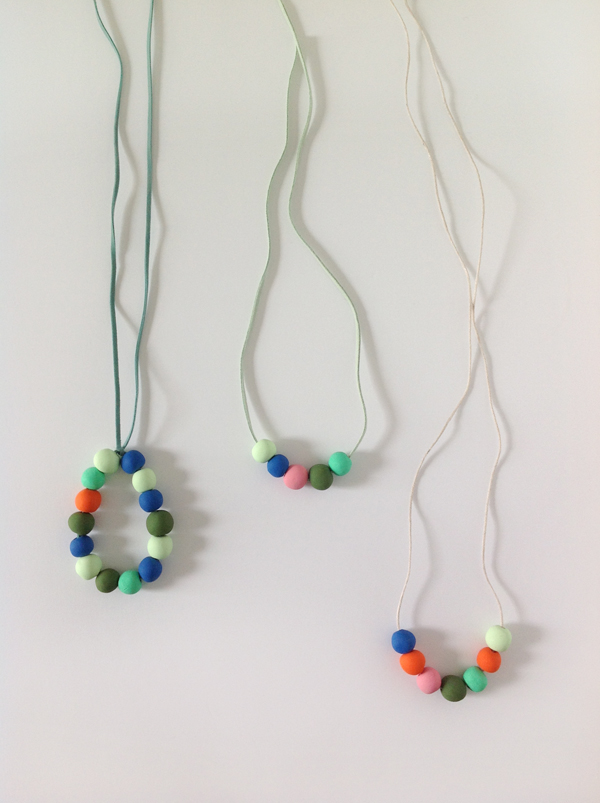 DIY necklaces with colorful bead polymer clay pendants