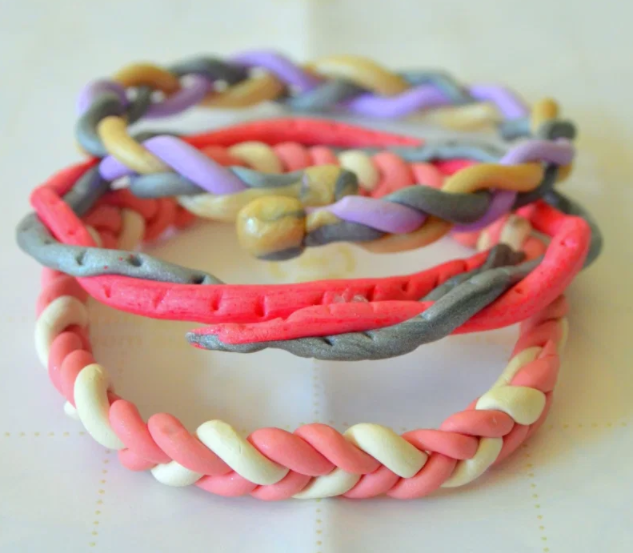Braided polymer clay bracelets
