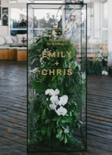 29 Creative Wedding Signs You'll Love terrarium-meets-welcome-sign hybrid