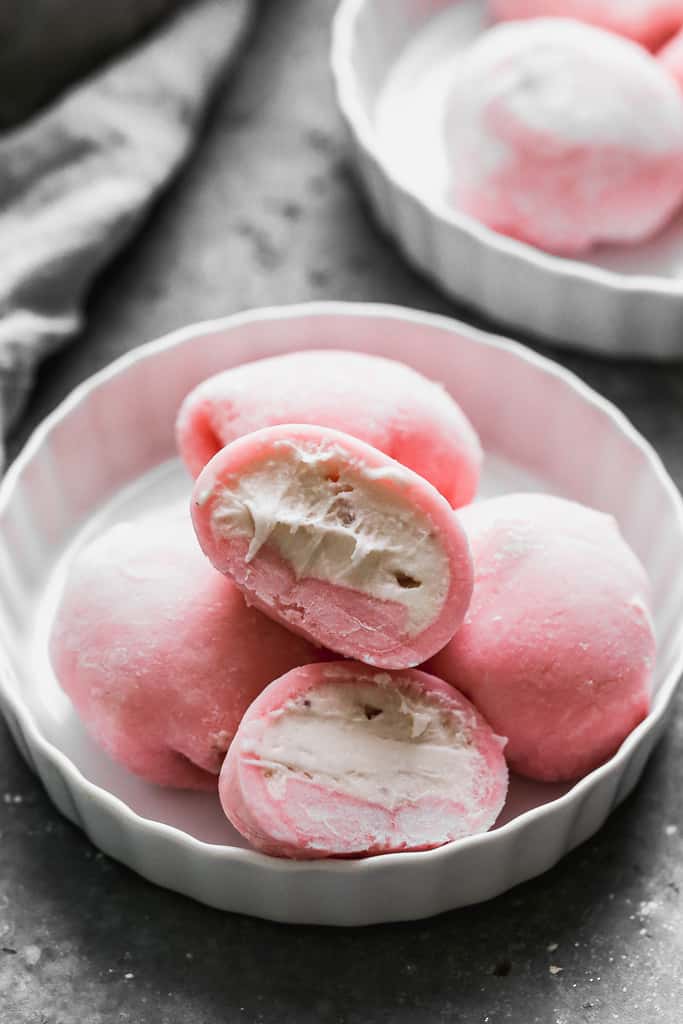 Homemade Japanese rice cakes Mochi Ice Cream east to make in soft, slightly chewy, sweet dough