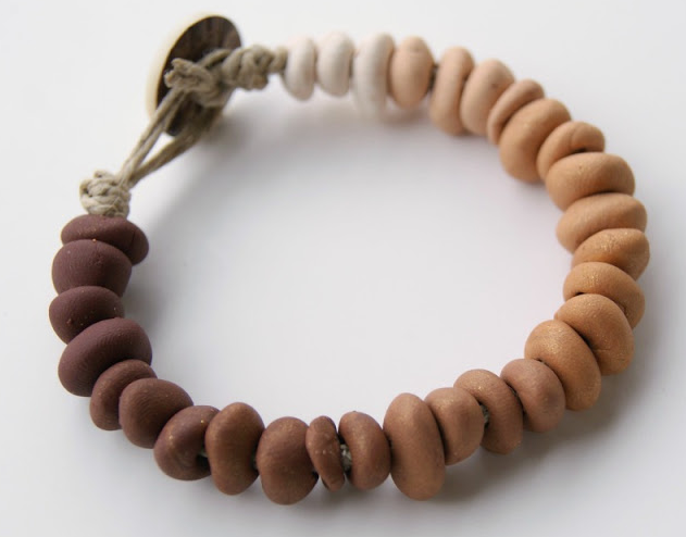 Ombre clay bracelet that looks like river rock pebbles