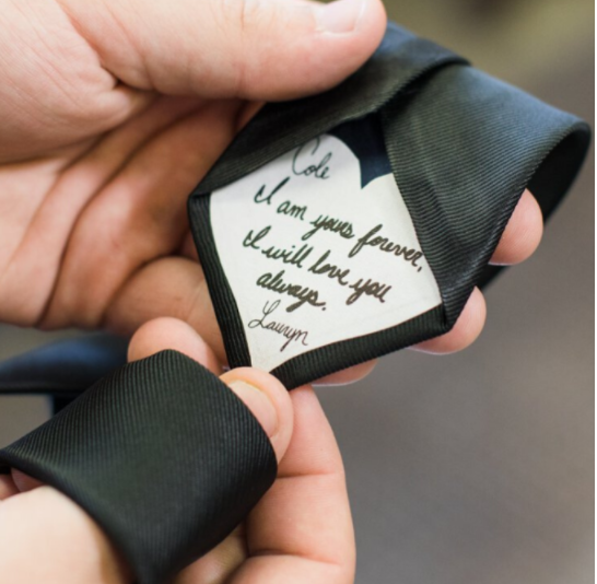 A quick and easy personalized necktie perfect present for the groom to wear on wedding day.