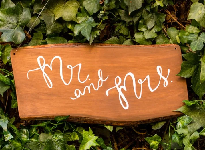 Wooden Mr. and Mrs. wedding sign