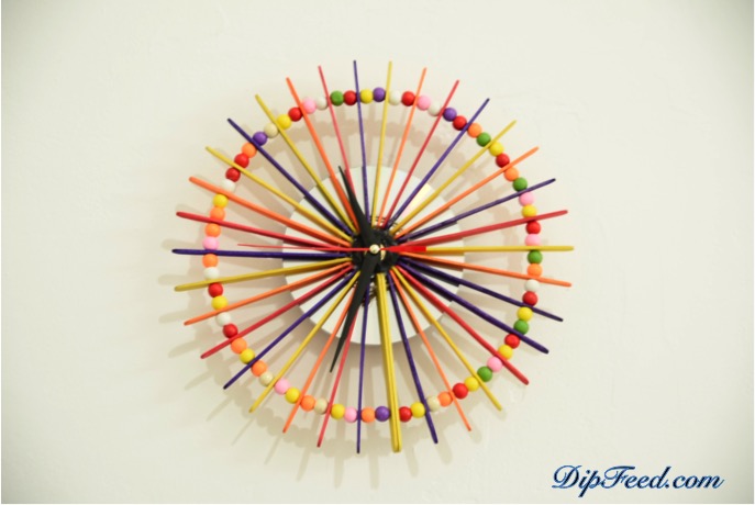 A cheap and easy to make popsicle stick and beads wall clock home decor
