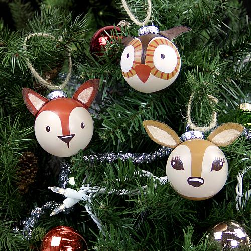 Adorable 3D painted woodland Christmas ornaments