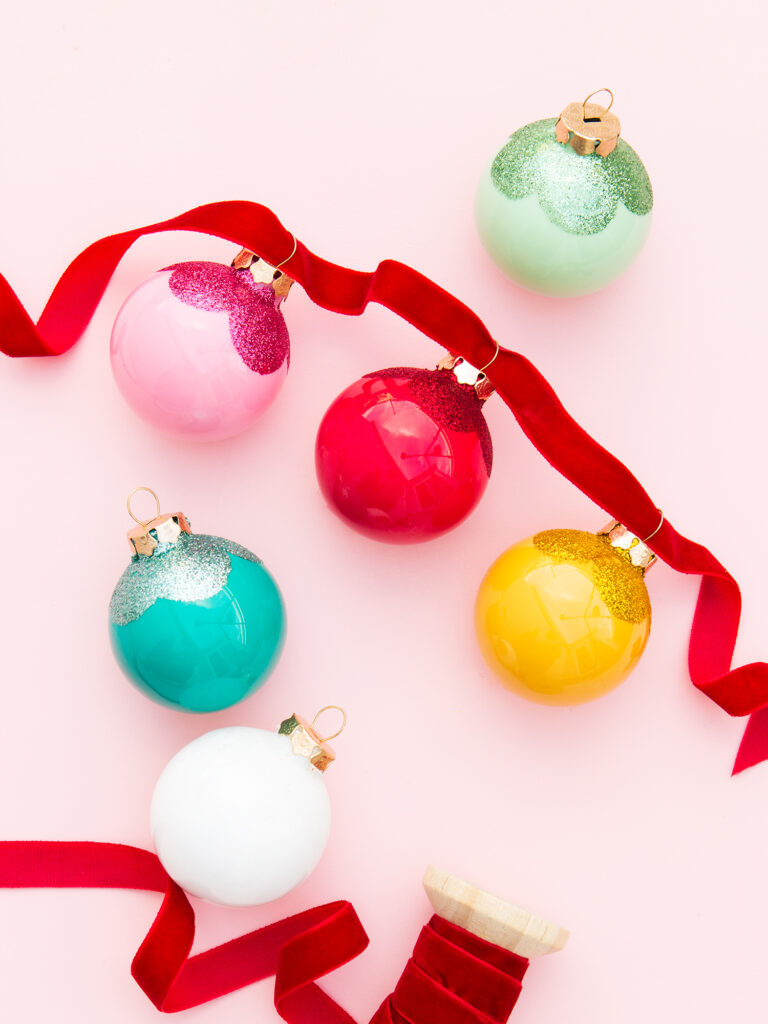fun glittered scalloped design Christmas ornaments