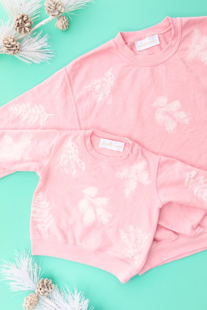 DIY MOMMY AND ME PINK EVERGREEN HOLIDAY SWEATERS 