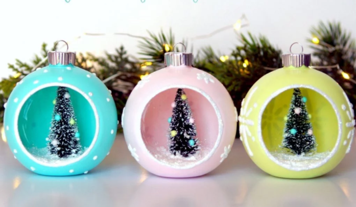 Pastel color vintage styled Christmas ornaments