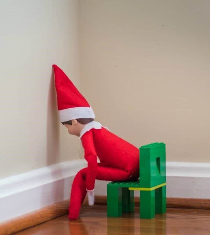 elf on a shelf on a timeout for being naughty